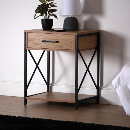 Comodino Versa Nero PVC Legno Metallo 40 x 60 x 48 cm