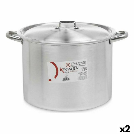 Pentola con Coperchio Kinvara 100041 Argentato Alluminio Ø 36 cm (2 Unità)