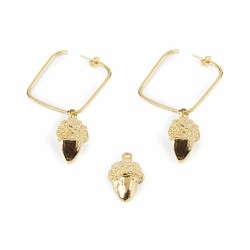 Orecchini Donna Shabama   Ottone Ghianda Bagno di flash oro 3 cm