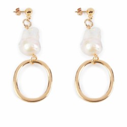 Orecchini Donna Shabama Balboa Ottone bagnato in oro Perline 8 cm