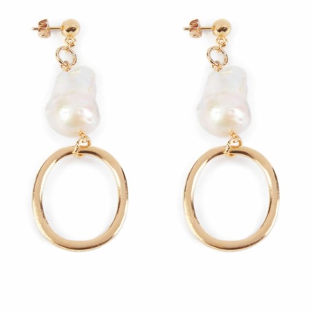 Orecchini Donna Shabama Balboa Ottone bagnato in oro Perline 8 cm
