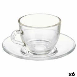 Tazza con Piatto Vivalto S12212/BHA Trasparente Vetro 85 ml (6 Unità)