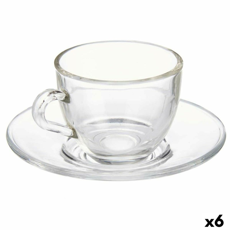 Tazza con Piatto Vivalto S12212/BHA Trasparente Vetro 85 ml (6 Unità)