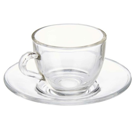 Tazza con Piatto Vivalto S12212/BHA Trasparente Vetro 85 ml (6 Unità)