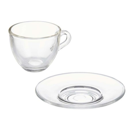 Tazza con Piatto Vivalto S12212/BHA Trasparente Vetro 85 ml (6 Unità)
