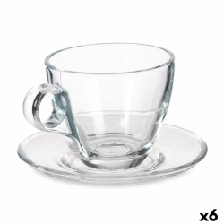 Tazza con Piatto Trasparente Vetro 170 ml (6 Unità)