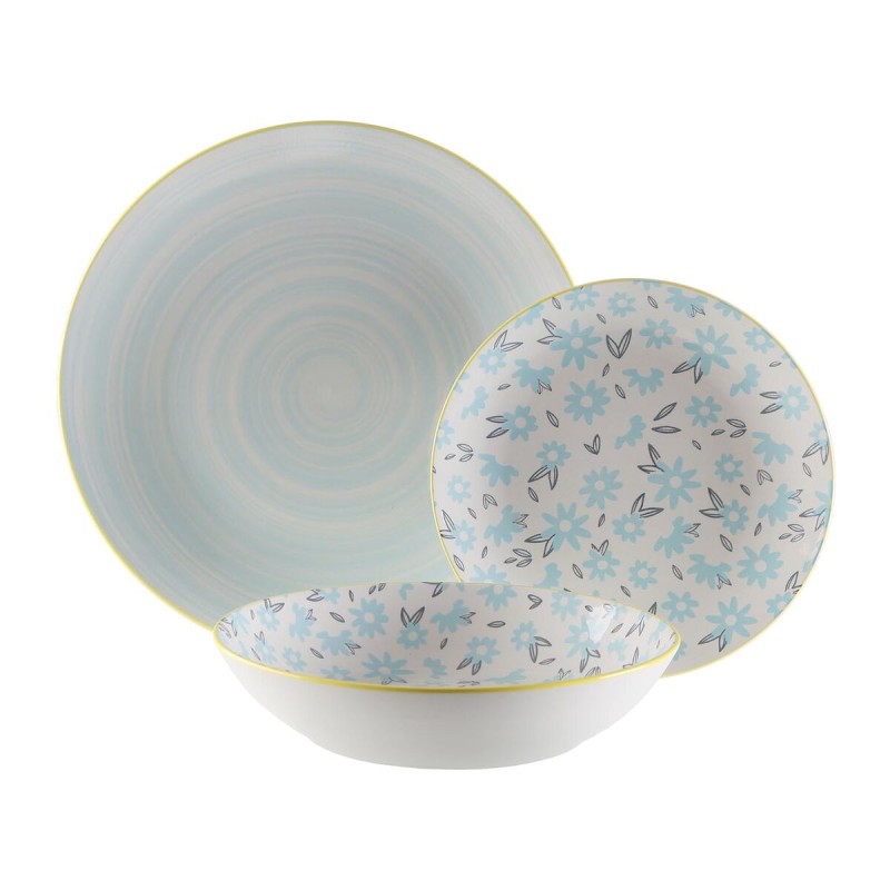Servizio di Piatti Versa BREEZE  Azzurro Porcellana 18 Pezzi