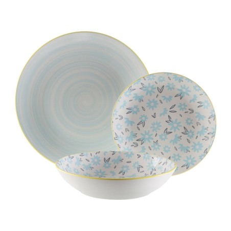 Servizio di Piatti Versa BREEZE  Azzurro Porcellana 18 Pezzi