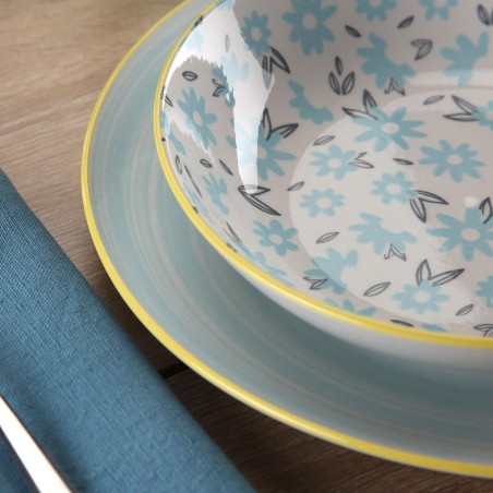 Servizio di Piatti Versa BREEZE  Azzurro Porcellana 18 Pezzi