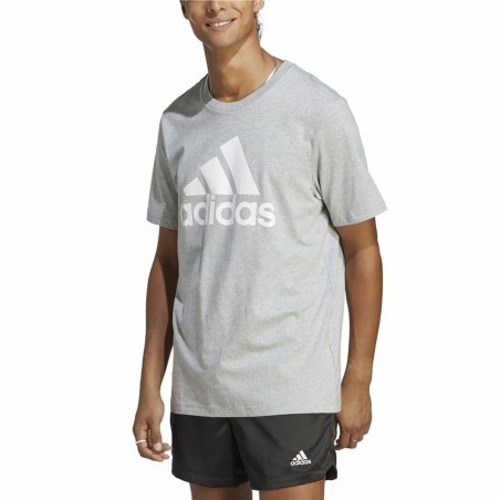 Maglia a Maniche Corte Uomo Adidas Essentials Single Big Logo Grigio Grigio chiaro