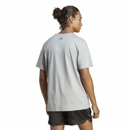 Maglia a Maniche Corte Uomo Adidas Essentials Single Big Logo Grigio Grigio chiaro