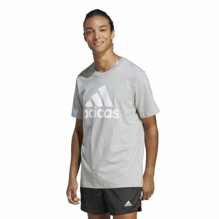 Maglia a Maniche Corte Uomo Adidas Essentials Single Big Logo Grigio Grigio chiaro
