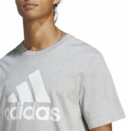 Maglia a Maniche Corte Uomo Adidas Essentials Single Big Logo Grigio Grigio chiaro