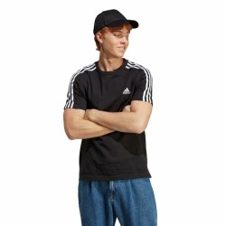 Maglia a Maniche Corte Uomo Adidas Essentials Single 3 Bandas Nero