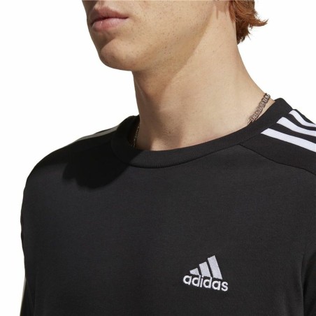 Maglia a Maniche Corte Uomo Adidas Essentials Single 3 Bandas Nero
