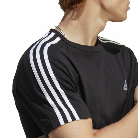 Maglia a Maniche Corte Uomo Adidas Essentials Single 3 Bandas Nero