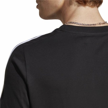 Maglia a Maniche Corte Uomo Adidas Essentials Single 3 Bandas Nero