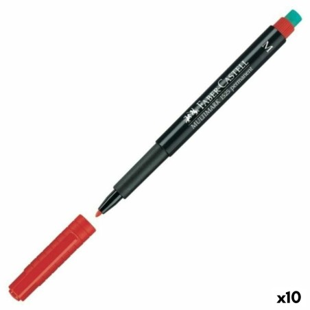 Marcatore permanente Faber-Castell Multimark 1525 M Rosso (10 Unità)