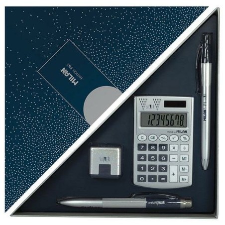 Set di Cancelleria Milan Edition Box  4 Pezzi Blu Marino