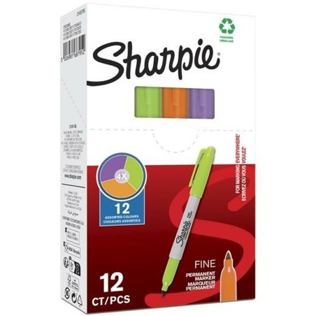 Marcatore permanente Sharpie Verde Viola Arancio (12 Unità)