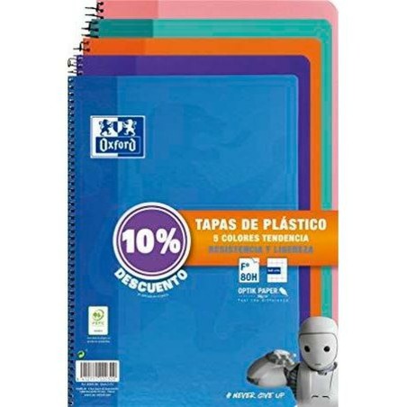 Quaderno Oxford Multicolore Din A4 80 Pagine 21,5 x 31,5 cm 5 Pezzi