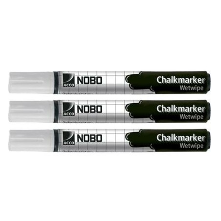 Pennarelli a gesso liquido Nobo Bianco (3 Pezzi)