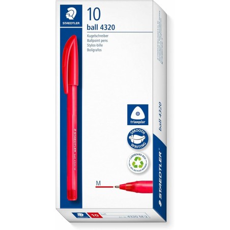 Set di Penne Staedtler Ball 4320 Rosso 1 mm (100 Unità)