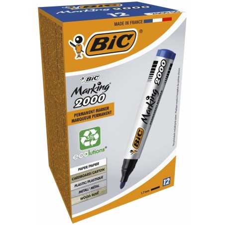 Marcatore permanente Bic Marking 2000 Azzurro 12 Pezzi