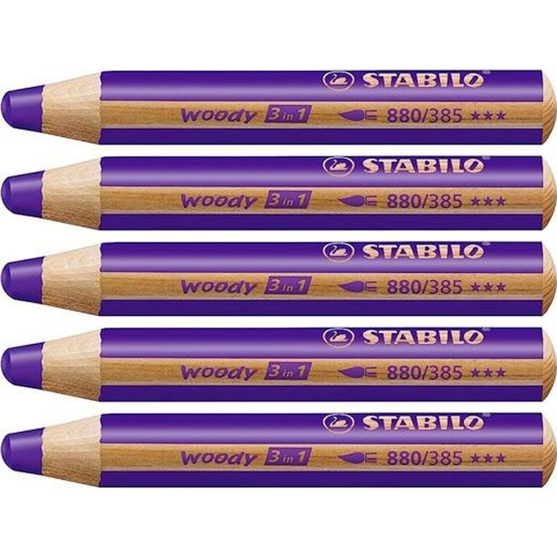 Matite colorate Stabilo Woody Violetta 3 in 1 (5 Unità)