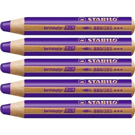 Matite colorate Stabilo Woody Violetta 3 in 1 (5 Unità)