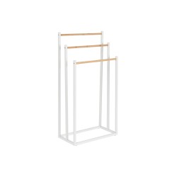 Portasciugamani da Terra Home ESPRIT Bianco Naturale Metallo Bambù 45 x 22 x 85 cm