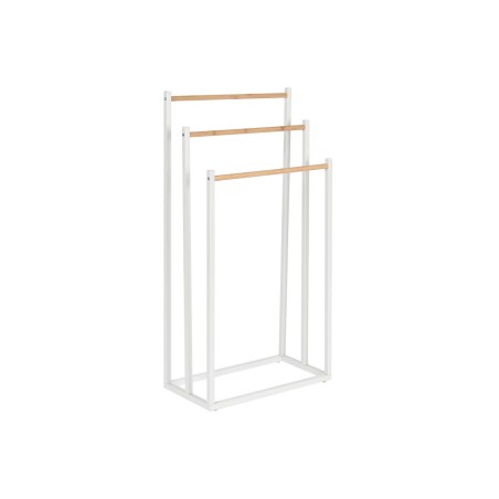 Portasciugamani da Terra Home ESPRIT Bianco Naturale Metallo Bambù 45 x 22 x 85 cm