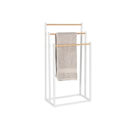 Portasciugamani da Terra Home ESPRIT Bianco Naturale Metallo Bambù 45 x 22 x 85 cm