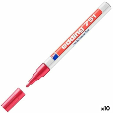 Marcatore permanente Edding 751 Rosso (10 Unità)