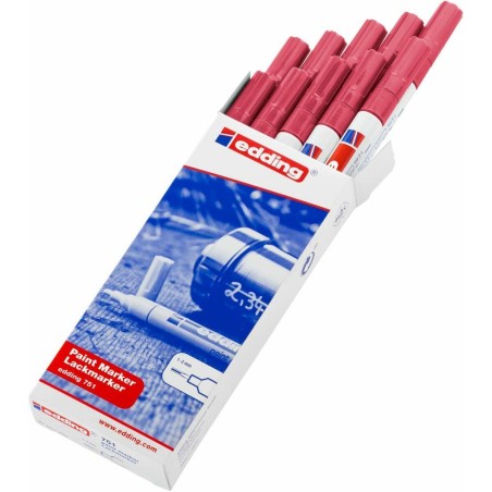 Marcatore permanente Edding 751 Rosso (10 Unità)