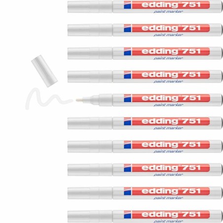 Marcatore permanente Edding E751 Bianco (10 Unità)