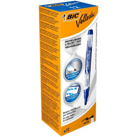 Pennarello Bic Velleda Azzurro (12 Pezzi)