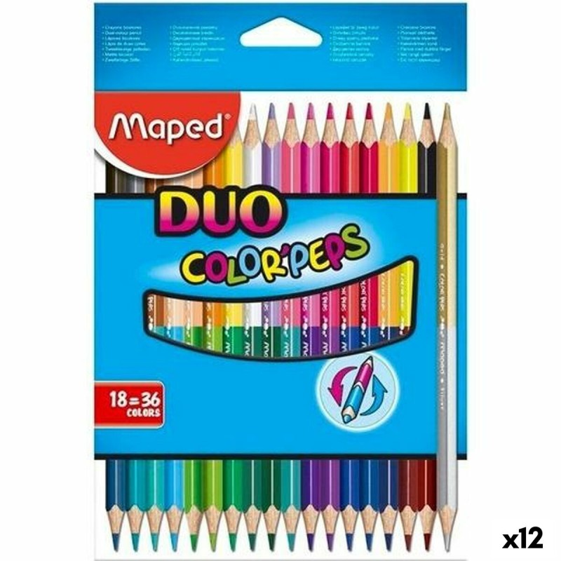 Matite colorate Maped Duo Color' Peps Multicolore 18 Pezzi Doppia punta (12 Unità) Matite colorate Maped Duo Color' Peps Multicolore 18 Pezzi Doppia punta (12 Unità)