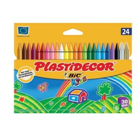Colori a Cera Plastidecor Multicolore (12 Unità)
