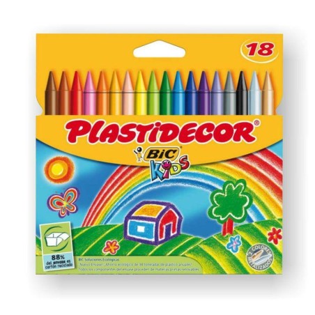 Colori a Cera Plastidecor Multicolore (12 Unità)