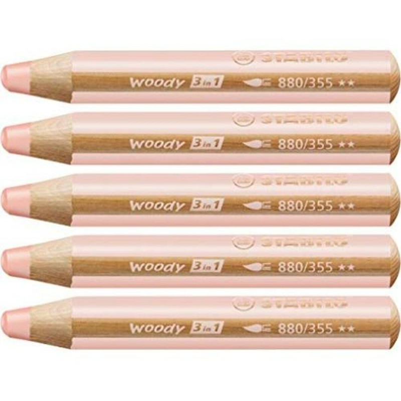 Matite colorate Stabilo Woody Albicocca 3 in 1 (5 Unità)