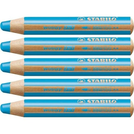 Matite colorate Stabilo Woody Ciano 3 in 1 (5 Unità)
