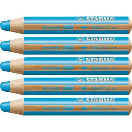 Matite colorate Stabilo Woody Ciano 3 in 1 (5 Unità)