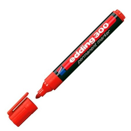 Marcatore permanente Edding 300 Rosso (10 Unità)