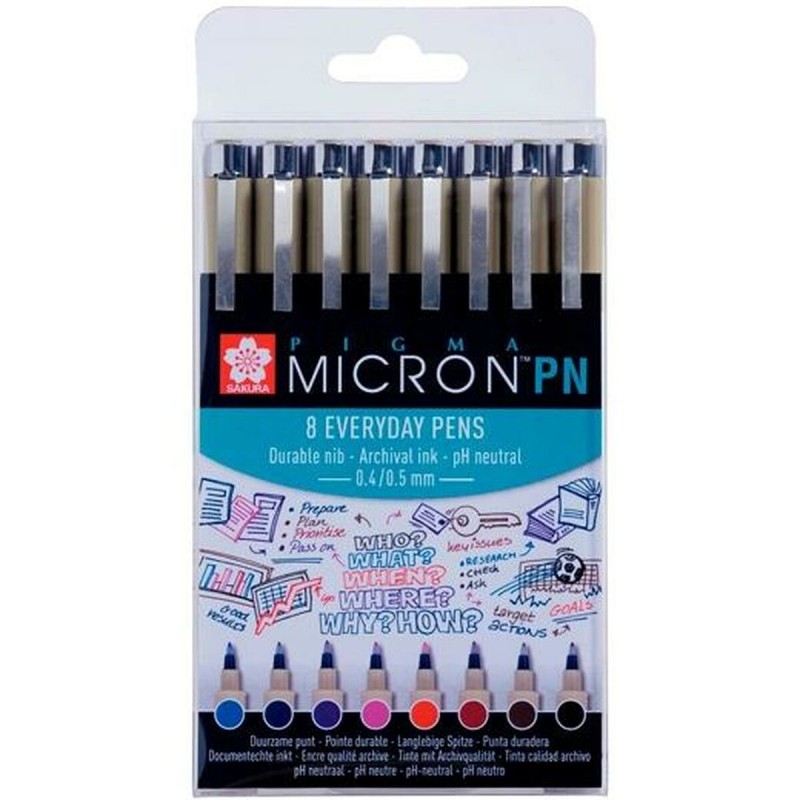 Set di Pennarelli Talens Sakura Pigma Micron PN 8 Pezzi Multicolore Set di Pennarelli Talens Sakura Pigma Micron PN 8 Pezzi Multicolore