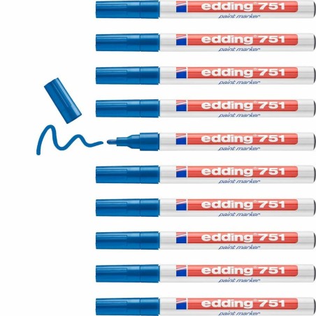 Marcatore permanente Edding 751 Azzurro (10 Unità)