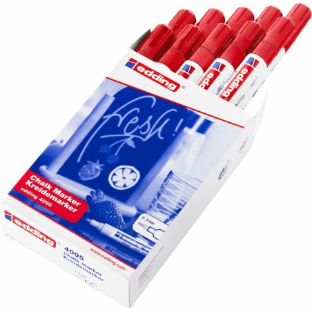 Pennarelli a gesso liquido Edding 4095 Rosso (10 Unità)