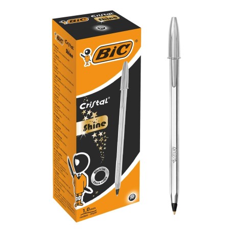 Penna a inchiostro liquido Bic 921339 Nero Argentato 0,32 mm (20 Pezzi)