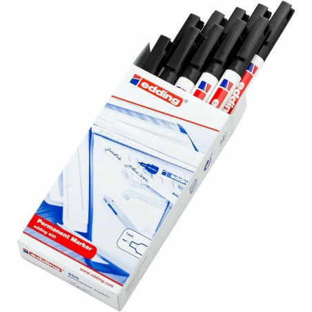 Marcatore permanente Edding 400-01 Nero 1 mm (10 Unità)