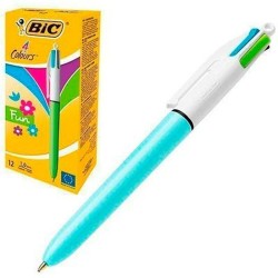 Set di Penne Bic Fun Azzurro Bianco (12 Pezzi)